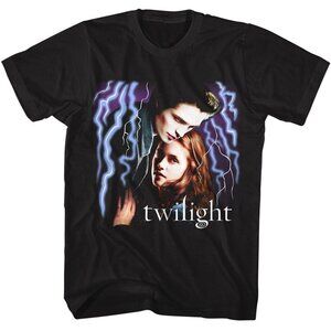 Twilight T-Shirt Lightning Strikes Movie Fan Graphic Retro Black Tee 73